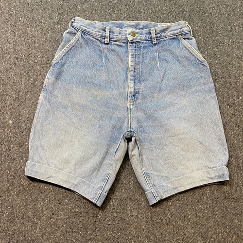 Lee, Lee Pleated Denim Shorts Sz 32 Mens Blue Vintage 90s Skater Cuffed High Rise