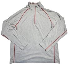 Cloudveil Men's Large Cotton Polyester Blend Base Layer 1/4 Zip Gray Long Sleeve