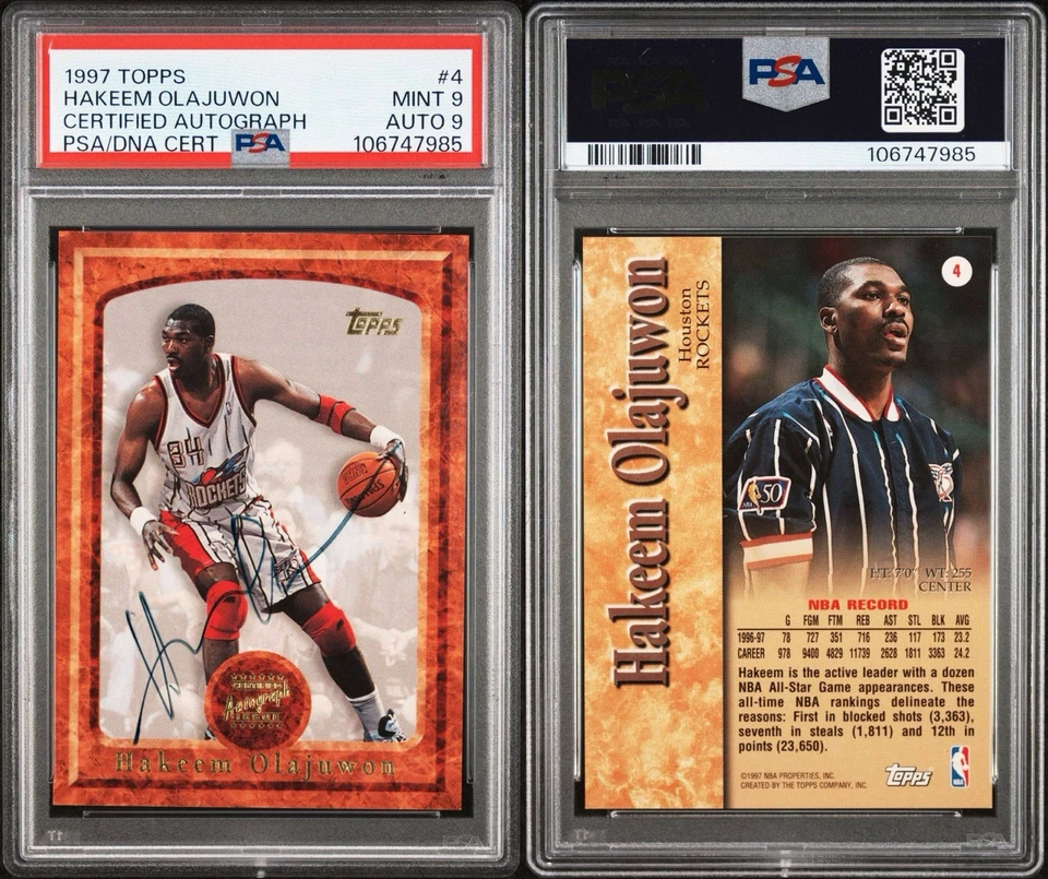 Autógrafo certificado Topps 1997 Hakeem Olajuwon #4 PSA 9 ¡Con autógrafo grado 9! Foto 4 de 4