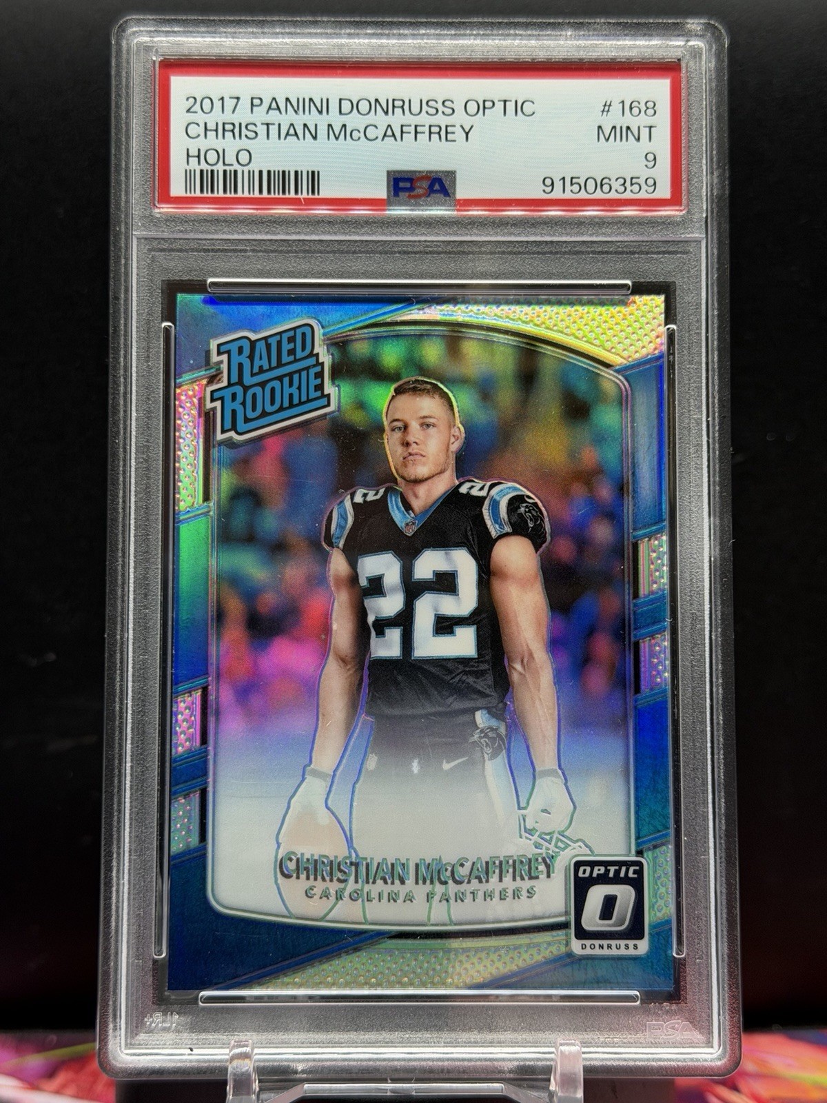 Christian McCaffrey 2017 Optic HOLO RC PSA 9 📈