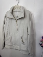 Lululemon Scuba Oversized Half Zip Funnel Neck Sweatshirt M/L Bone/Gold Zipper