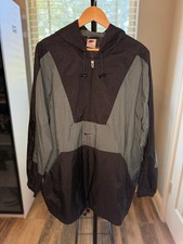Vintage 90s Nike Center Swoosh Pullover Hooded Windbreaker Jacket Black Green