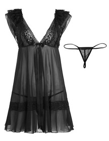 Women's Sexy-Lingerie Babydoll G-string Sleepwear Underwear Lace Dress Nightwear