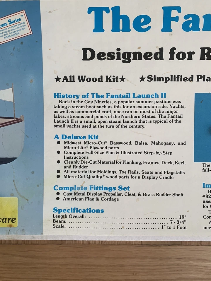 Midwest Fantail Launch II Ship Designed for Steam Power RC Model Kit #958 NIB - Image 4 of 4