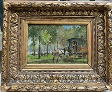 School French Post Impressionist Towards 1910 - Funfair Or Circus Gypsy Caravan