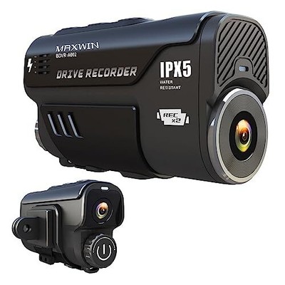 MAXWIN Dash Cam for Motorcycles Simultaneous Front and Rear 