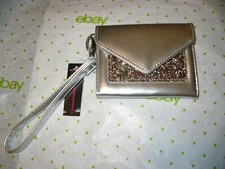 No Boundaries Ladies Envelope Wristlet Wallet Jordyn Silver W Glitter NEW