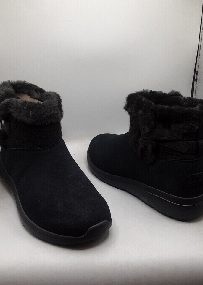 New Skechers On The Go City 2 Cozy Vibe Boots Women's Black Suede Size