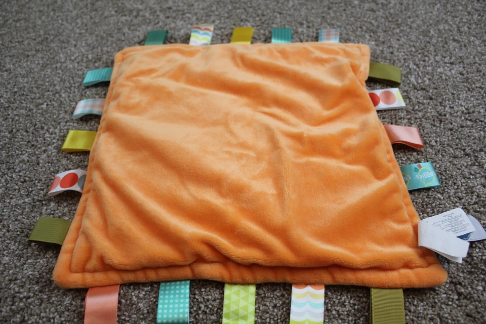 Taggies Signature Dinosaur White Orange Square Security Blanket Baby Lovey RARE - Image 3 of 4