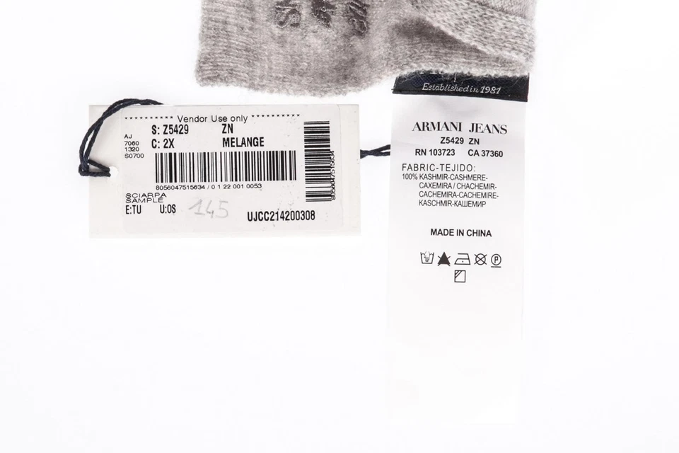 Bufanda Bufanda Armani Jeans AJ Bufanda Cachemira Hombre Gris Z5429ZN 2X - Imagen 3 de 4