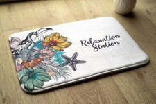 Non-Slip Bathroom Soft Rug Absorbent Bath Mat - 90x60 cm - Birds Flowers