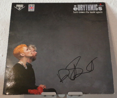 ORIGINAL Autogramm von Dave Stewart. VINYL 12''. HERE COMES THE RAIN. EURYTHMICS