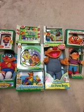 Sesame Street Ernie Upened 1990s Vintage Toy Lot Of 9 Playskool, Tyco, Fisher Pr