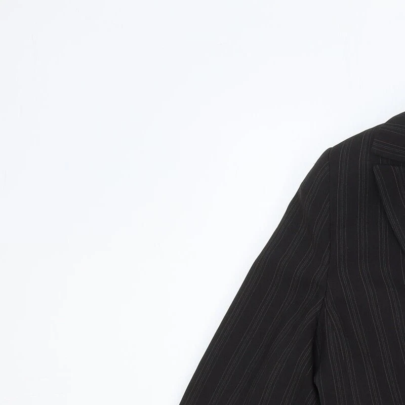 New Look Womens Black Striped Polyester Blend Blazer Size 12 - Image 3 of 4