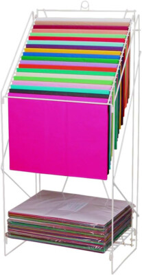Rack White Wire Tissue Paper 20 Slot Holder 23'' x 15 ½'' x 49'' Gift Wrap Stand