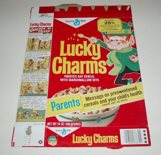 1970's LUCKY CHARMS cereal box General Mills vintage advertising eBay