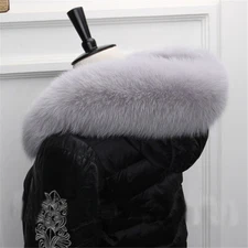 100% Real Fox Fur Collar Genuine Scarves Winter Jackets Hood Trim Warm Shawl