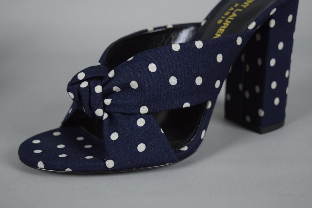 NIB YSL Saint Laurent Bianca 100 Sandals Heels sz 37.5 blue
