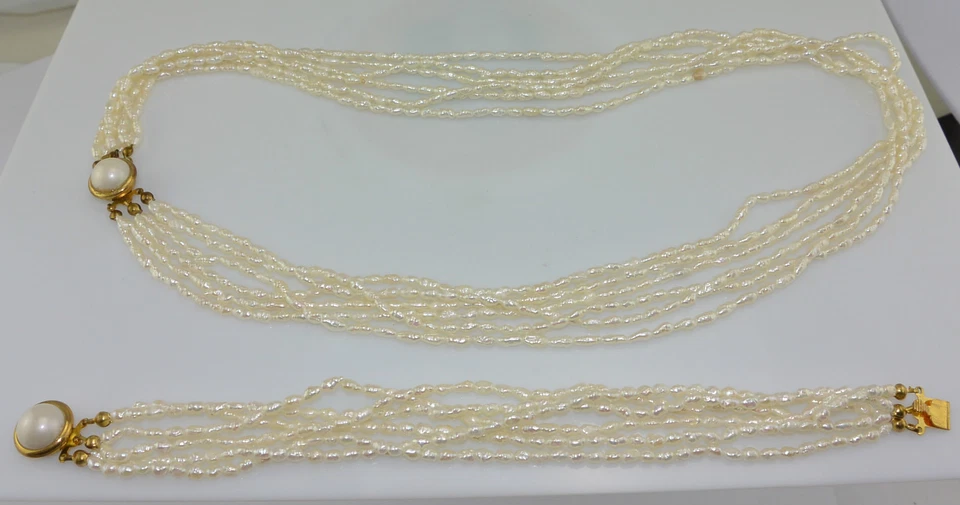 Vintage Damen Perlenkette & Perlenarmband 62cm 2,6 mm (Durchmesser) - Bild 3 von 4