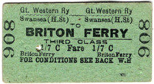 Railway ticket: G.W.R.: Swansea (H.St.) to Briton Ferry, 1943