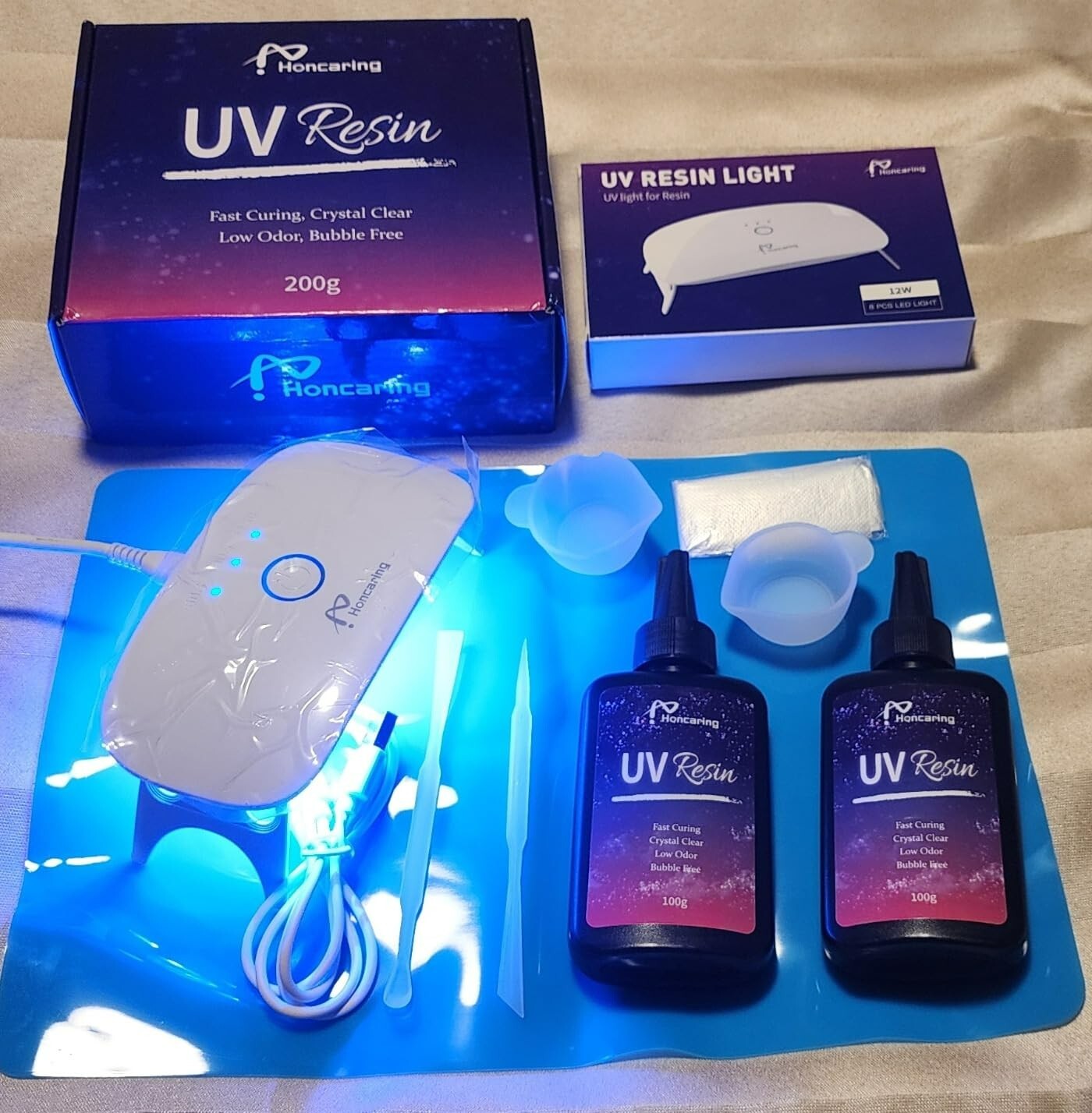 200g UV Resin Kit with Light for Jewelry Making & DIY Crafts
