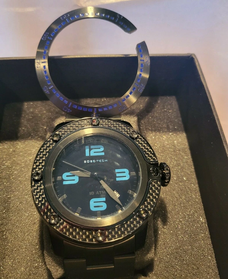 Glam Rock Men's SoBe Tech Black Dial Black Ion-Plated Stainless Steel Watch - Image 3 of 4