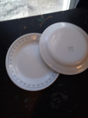 VTG Set Of 3 Corelle Normandy Design/ Dessert-Bread Plate's 7.25'' White Blue Red