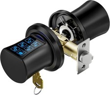 Door Knob with Keypad, Keyless Entry Door Lock and Security Mechanical Key, Smar