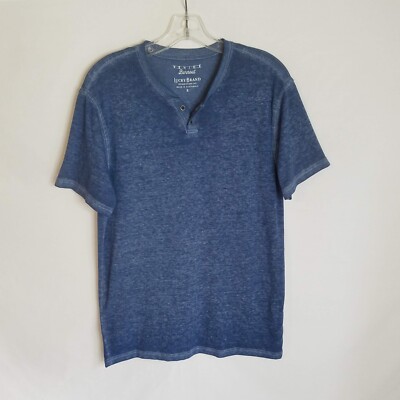 Lucky Brand Venice Burnout Mens Blue Polyester Cotton S/S Henley Shirt ...