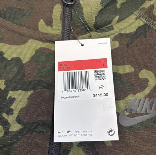 Nike Tech Fleece Youth Boys Camo Full-Zip Tracksuit FN9120-010 FN9118 FN9120 New - Picture 10 of 16