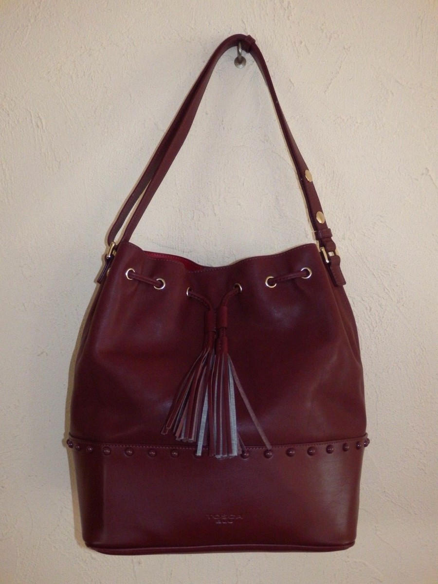 TOSCA BLU Bag Bucket Leather Bordeaux Authentic Australia
