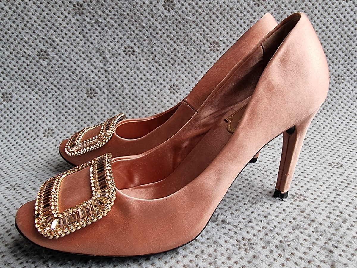 NIB 100% AUTH Roger Vivier Limelight T100 Strass Buckle Satin