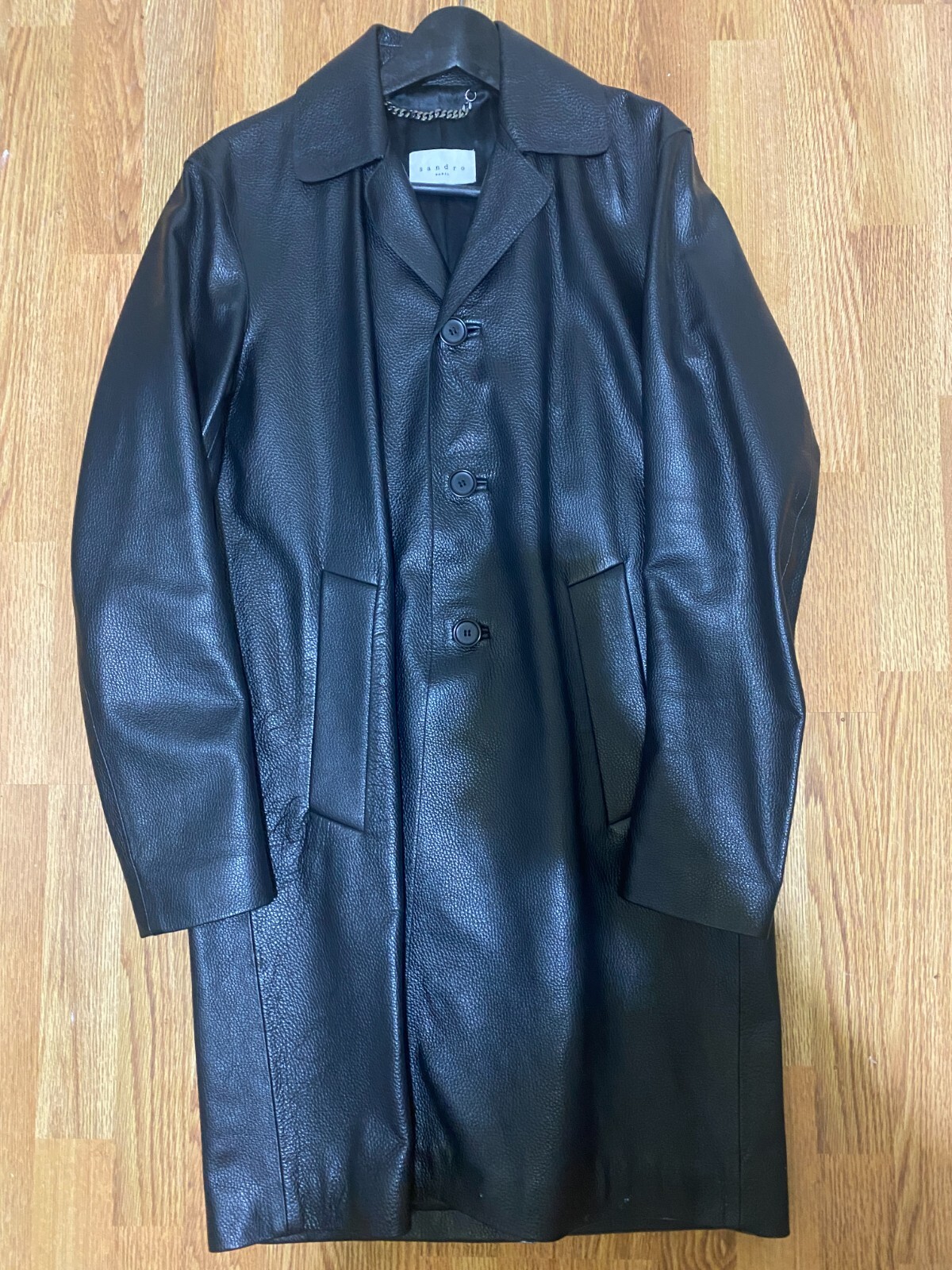 Sandro Paris Leather Coat Size Medium image 2