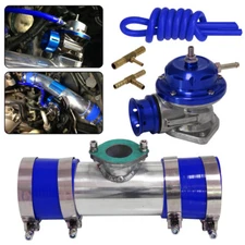 30PSI Blow Off Valve BOV +Type RS 3" Flange Pipe Adapter Silicone Hose Kit Blue