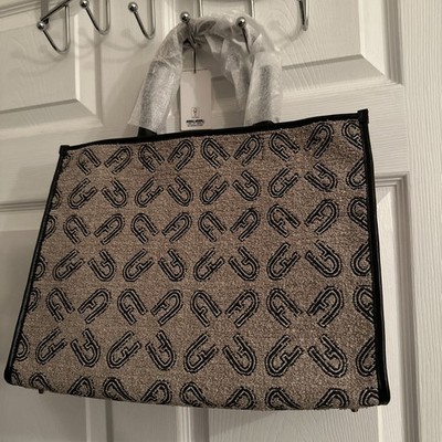 New!!! FURLA Opportunity NATURALE LARGE Textile & Leather TOTE HANDBAG