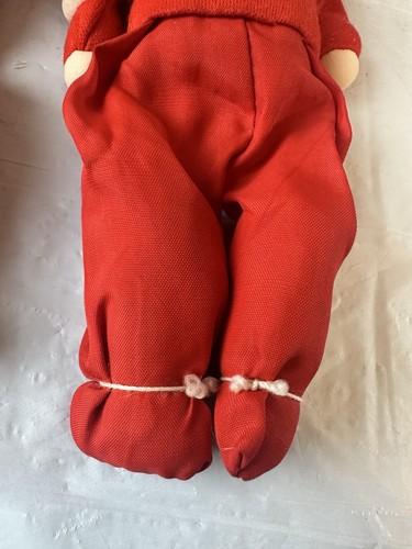 Pijama rojo Shackman 1957 vintage tela muñeca bebé dormido 7" floppy - Imagen 6 de 7