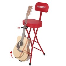 5Core Guitar Stool 3.15" Padded Chair w Backrest Foldable Music Seat w Stand