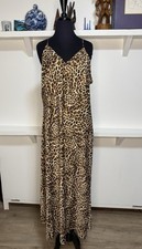 Nili Lotan Target Leopard Print Maxi Slip Dress Slit Hem Size 1X  Bias Cut