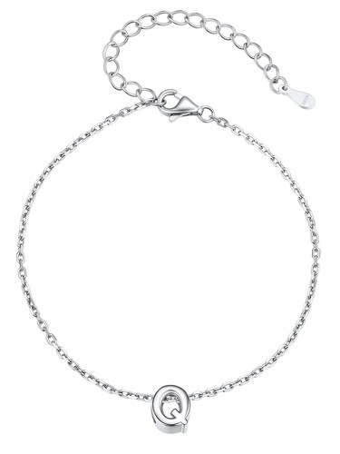 S925 Sterling Silver Initial Letter Bracelet,Dainty Silver Initial Anklets Br... - Picture 1 of 8