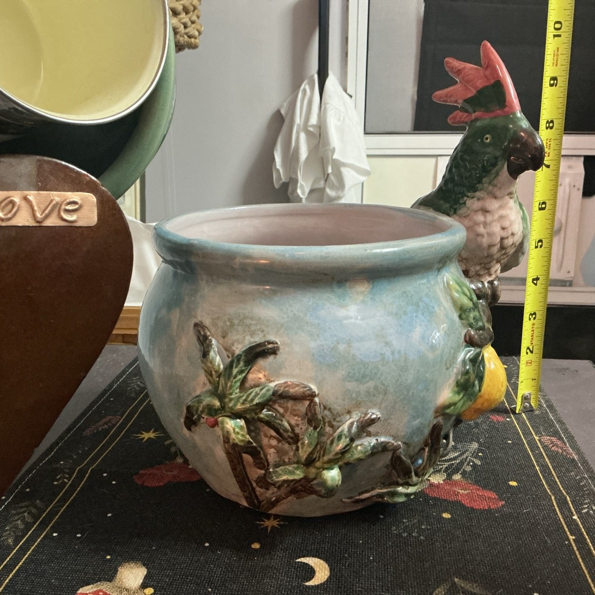 Vintage Parrott Lemon Tree Ceramic Planter Hand Painted Pacific