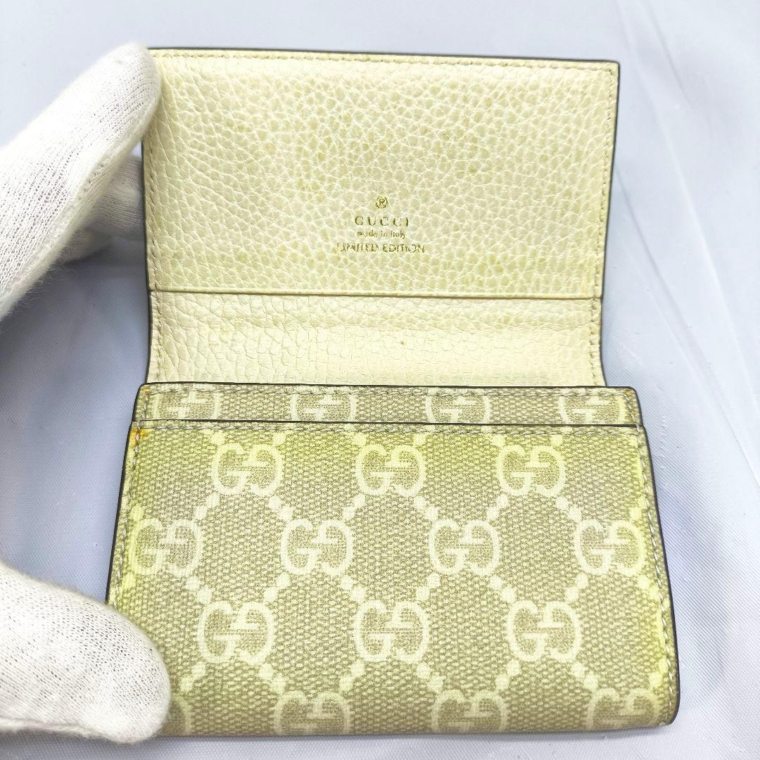 Gucci GG Supreme Card Case Beige Ivory Leather PVC Unisex thumbnail 10