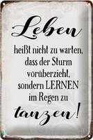 Blechschild Spruch 20X30Cm Leben Lernen Im Regen Zu Tanzen