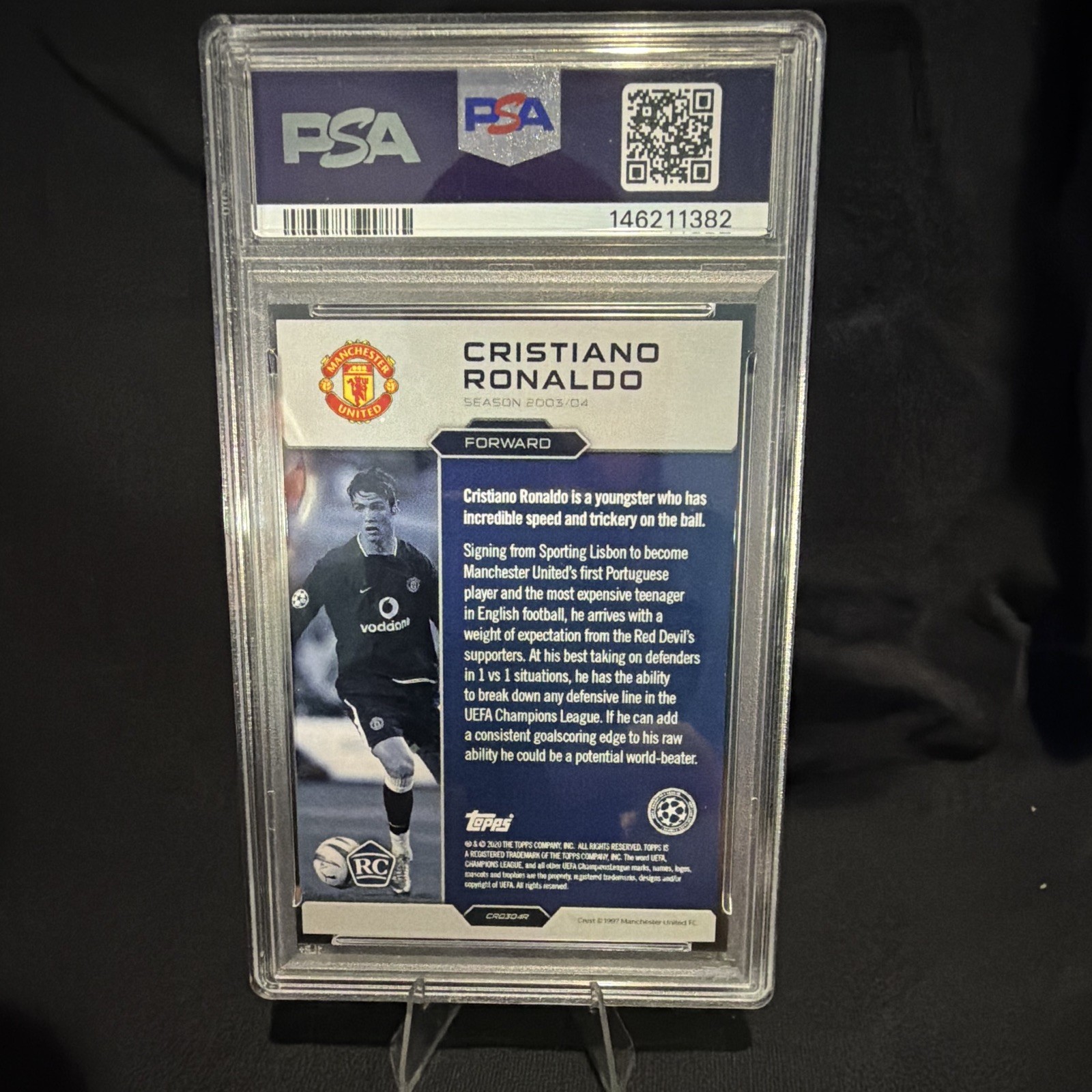 Topps 2020-21 The Lost Rookie Cards Cristiano Ronaldo CR-34 Rookie PSA 8 view 2