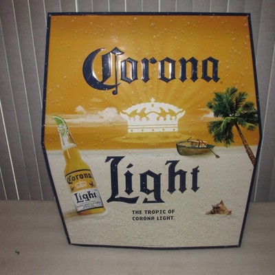 Corona Light Beer SIGN tin 2006 27x30 The tropic of Corona Light  Very Cool RARE