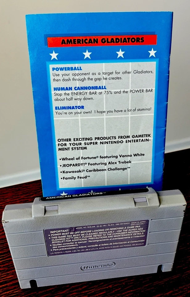 SNES Super Nintendo American Gladiators Cartridge W Manual NO COVER Tested/works - Image 3 of 3