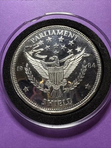 1 oz 1984 Vintage Parliament Shield .999 Fine Silver Art Round 31.1 Grams Scales