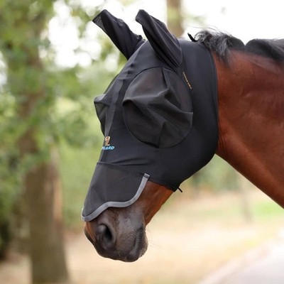 Shires FlyGuard Pro Stretch Fliegenmaske mit Nase - tiefschwarz