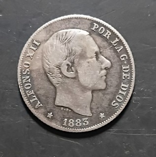 1883 Spain Philippines Alfonso XII de España 20 centimos silver coin o plata