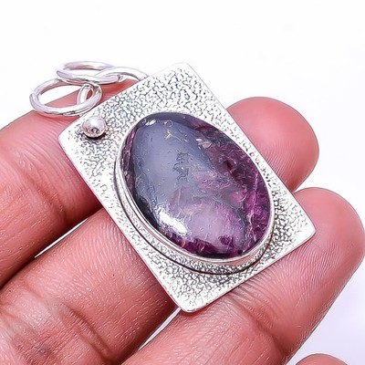 Purpurite - Faires Tin Mine Gemstone 925 Sterling Silver Pendant 1.64'' P35