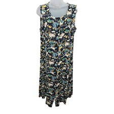 North Style Sleeveless Womens Floral Midi Dress Button Front Casual Summer Dress